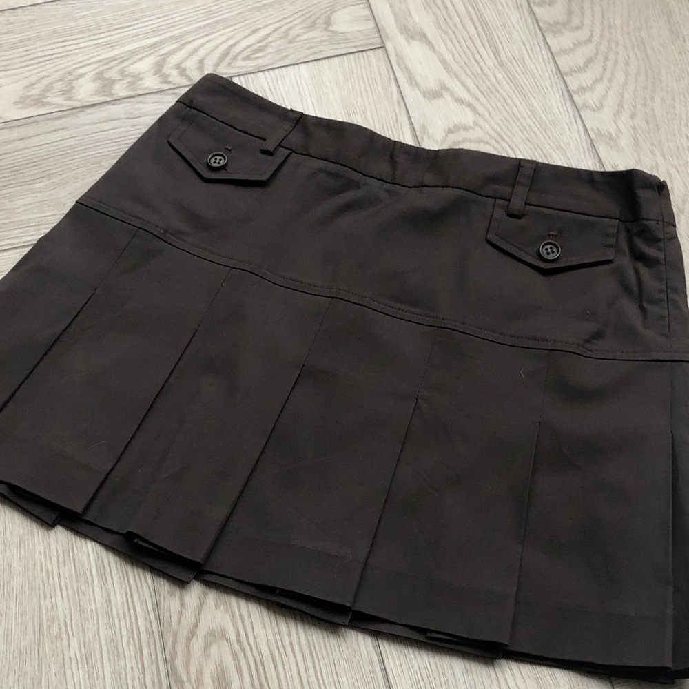 Theory Pleated Brown Mini Skirt